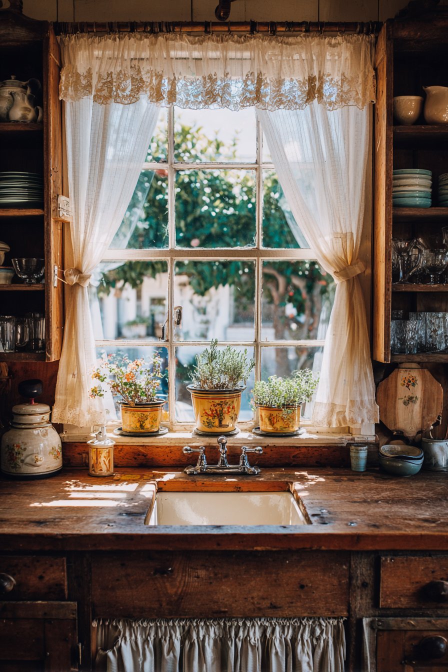 Window-Side Work Zone with Herb Garden Display