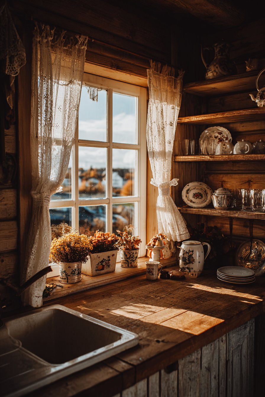 Window-Side Work Zone with Herb Garden Display