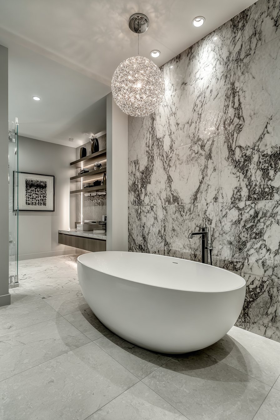 Dramatic Book-Matched Marble Statement