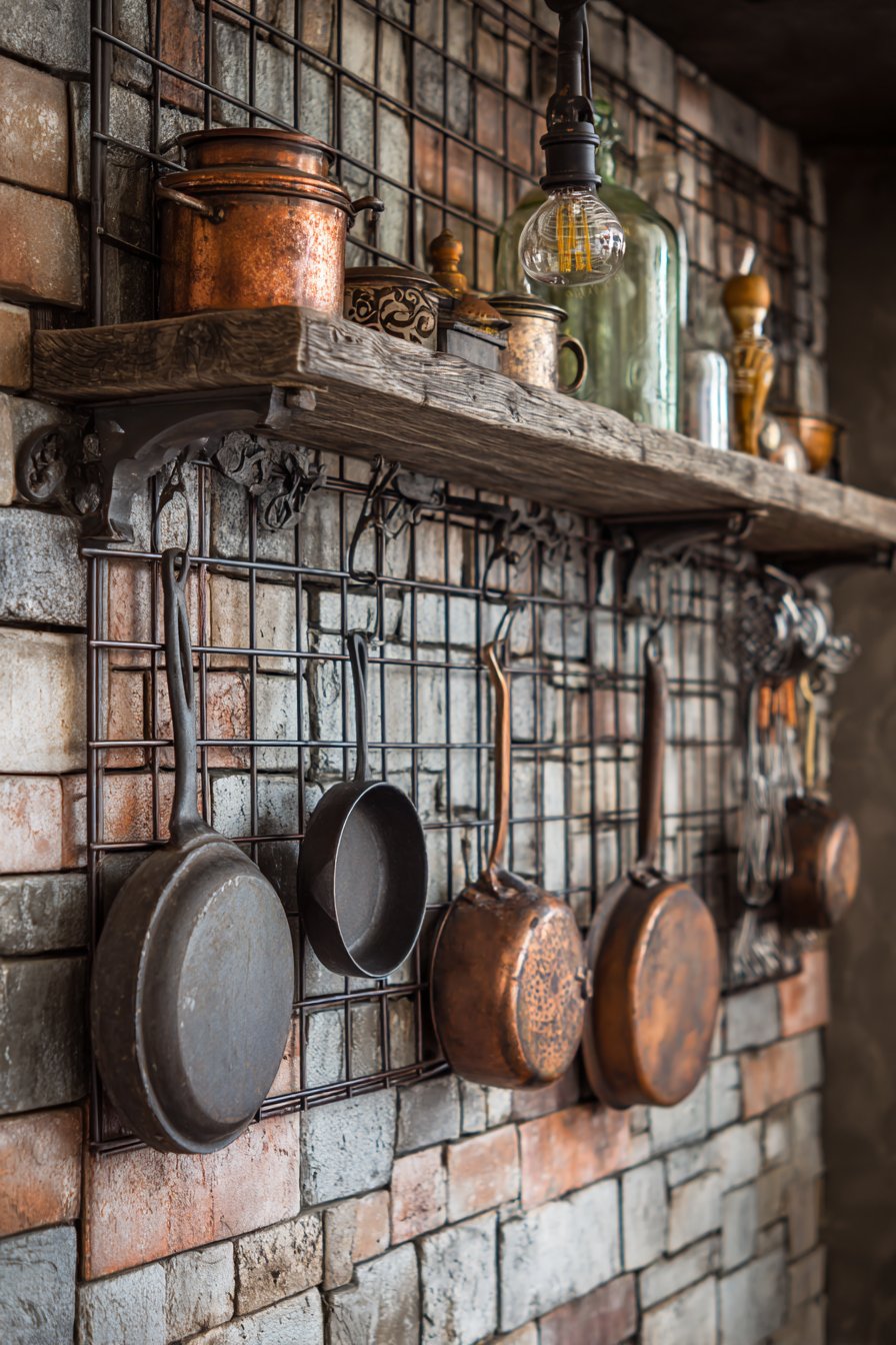 Industrial Metal Grid with Exposed Brick