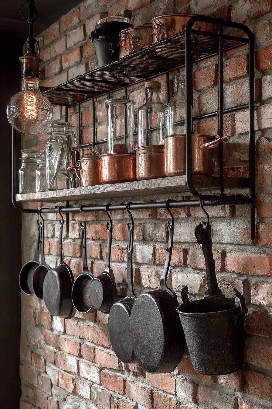 Industrial Metal Grid with Exposed Brick