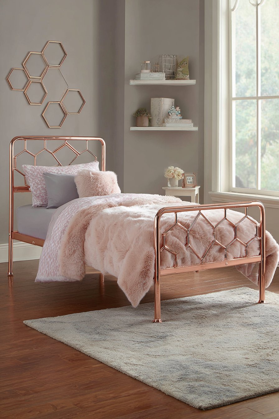 Contemporary Teen Style with Rose Gold Geometric Flair