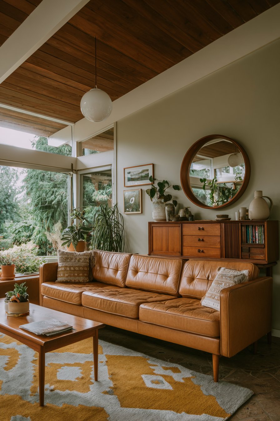 Mid-Century Modern Oversized Round Mirror