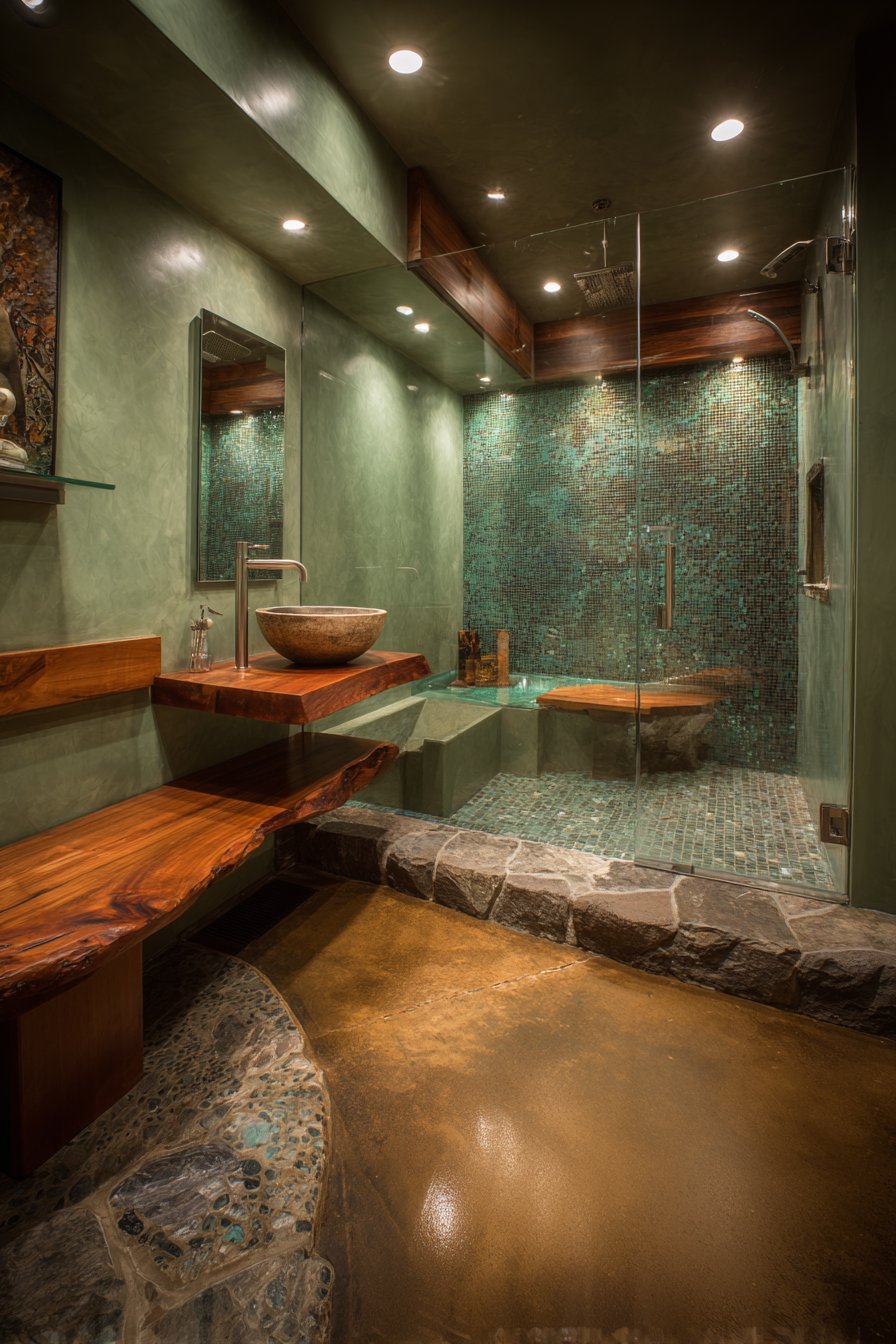 Spa-Inspired Sanctuary with Olive Green Venetian Plaster