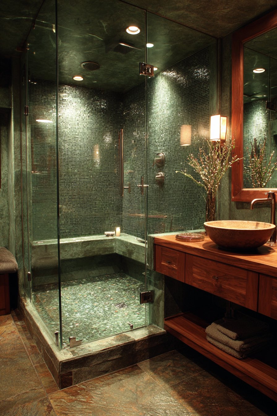 Spa-Inspired Sanctuary with Olive Green Venetian Plaster