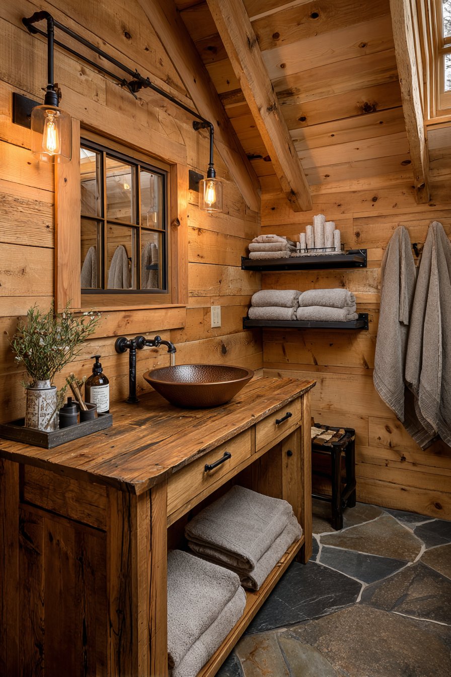 RUSTIC PINE SHIPLAP WITH MIXED MATERIALS