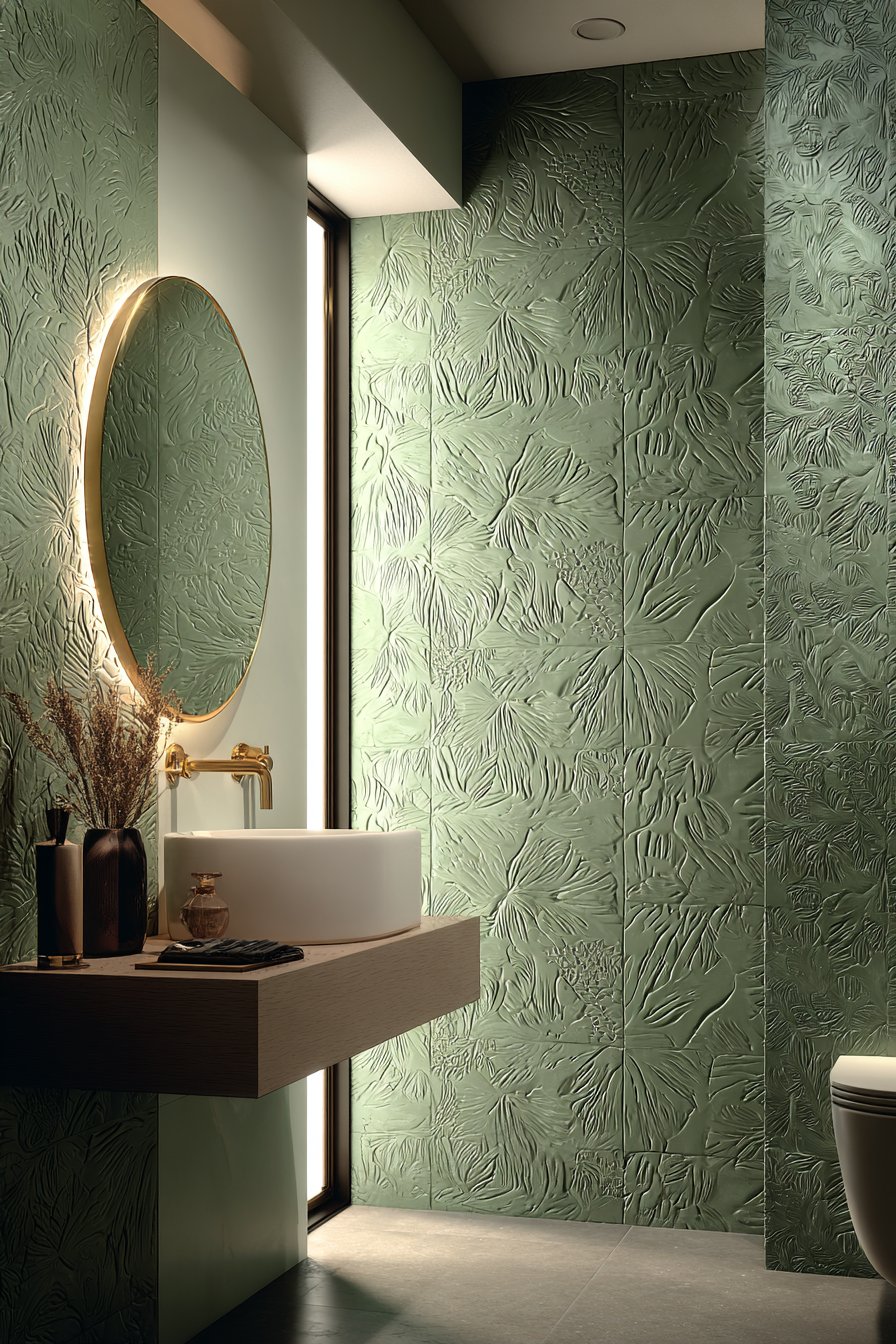 Botanical Green Embossed Elegance
