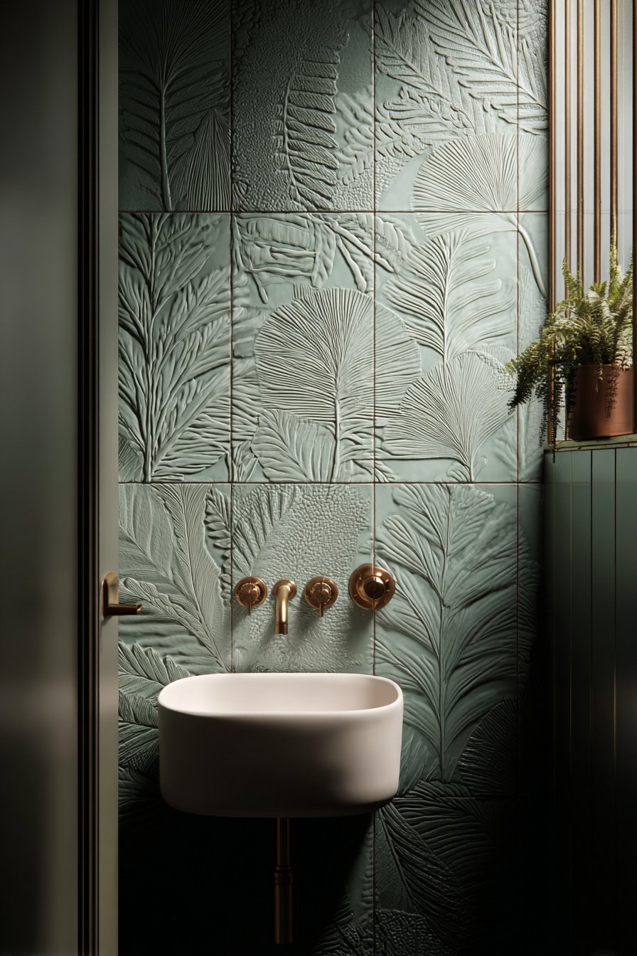 Botanical Green Embossed Elegance