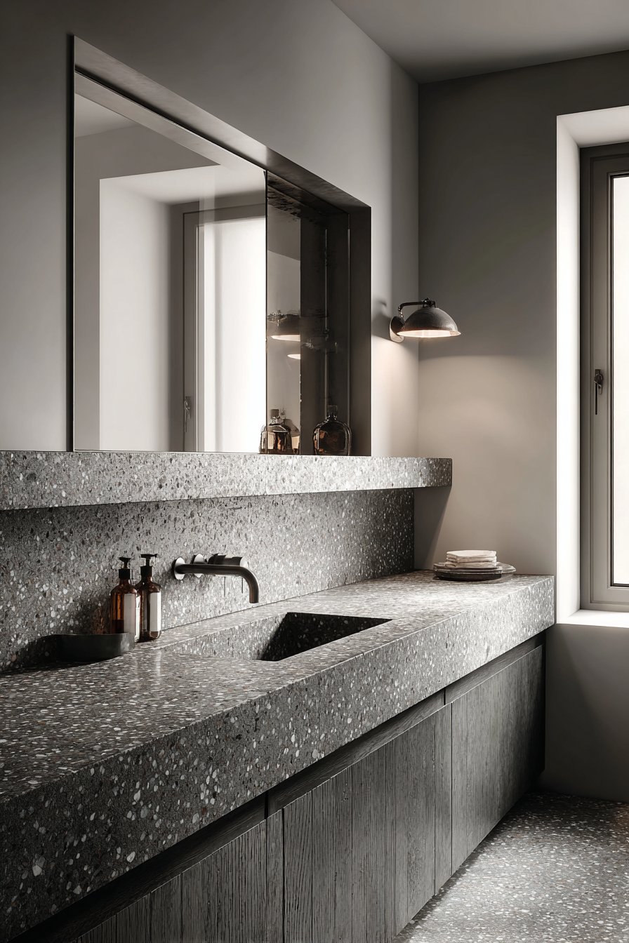 Minimalist Black Terrazzo with Monochromatic Sophistication