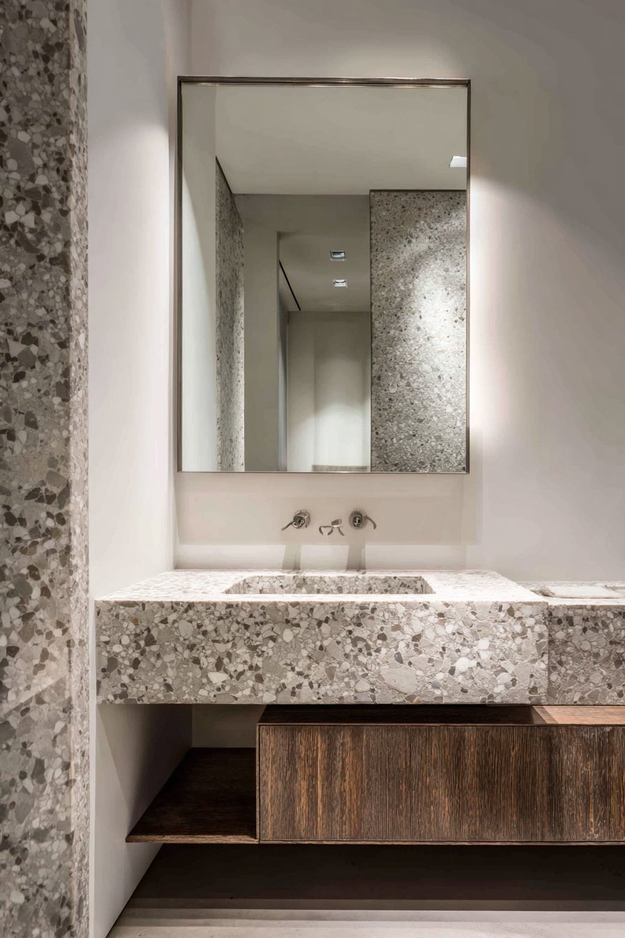 Minimalist Black Terrazzo with Monochromatic Sophistication