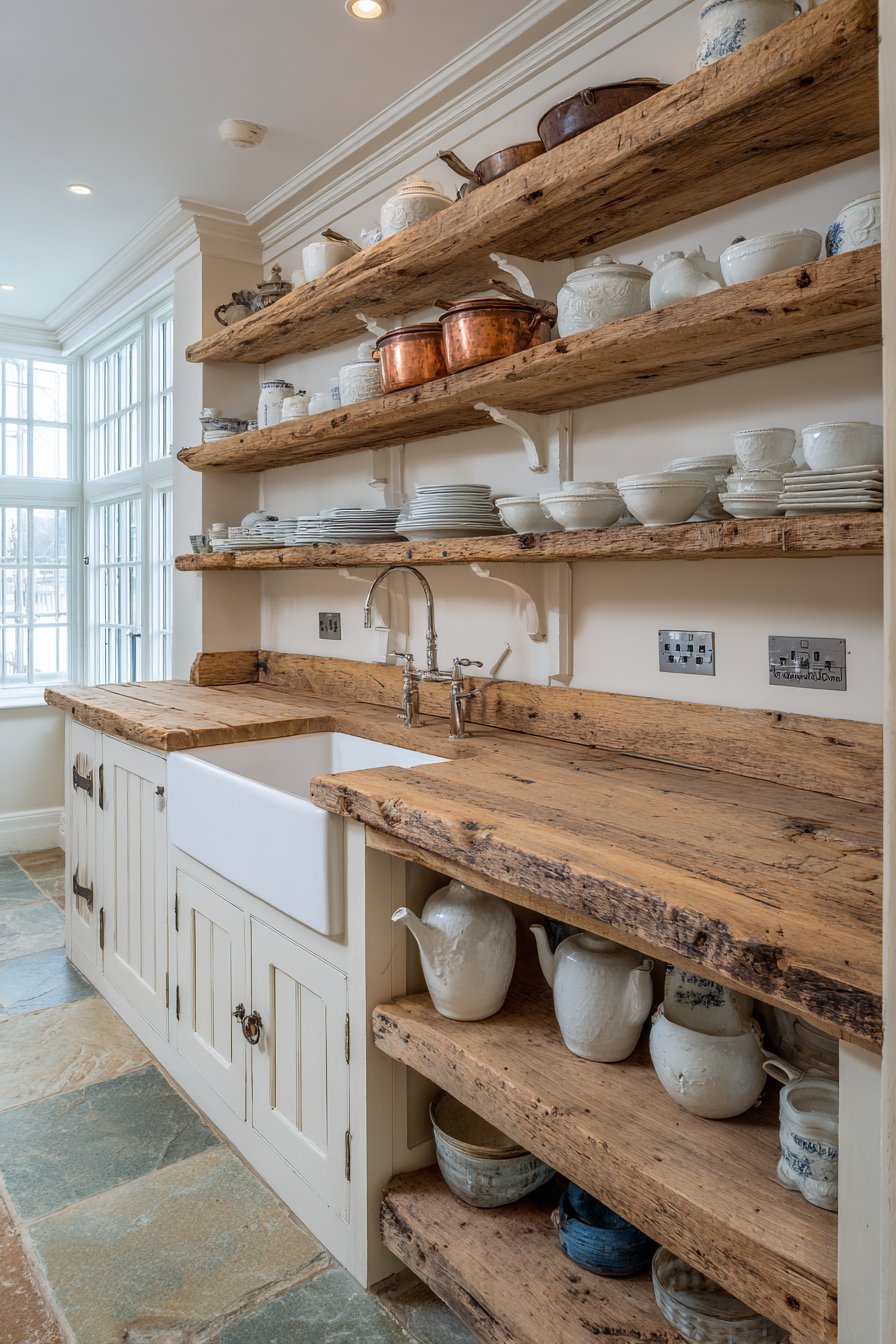 Rustic Refinement with Open Shelving Statement