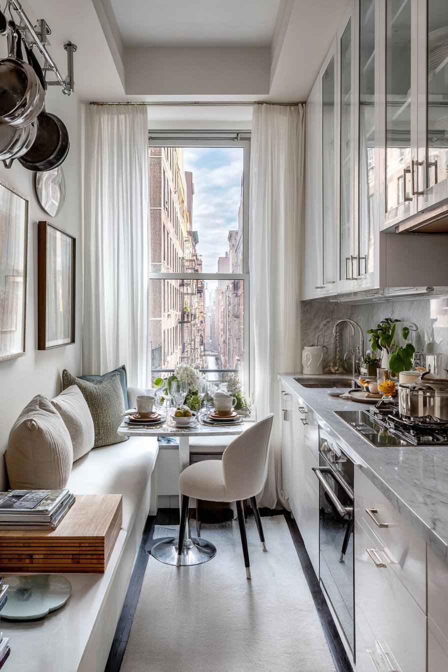 Bright White Multifunctional Design with Integrated Dining