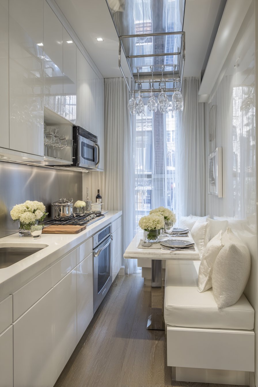 Bright White Multifunctional Design with Integrated Dining