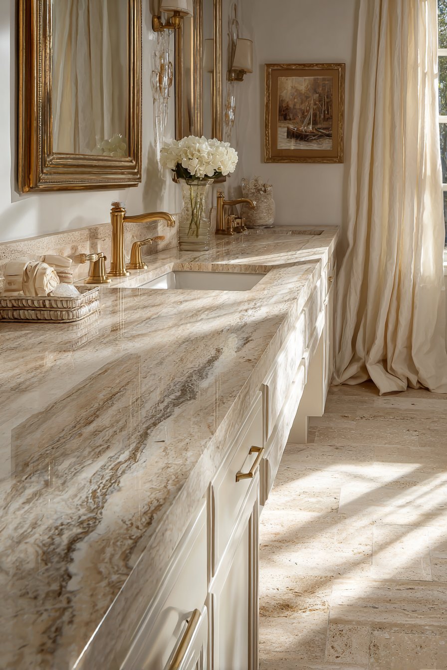 Serene Travertine Double Vanity Luxury