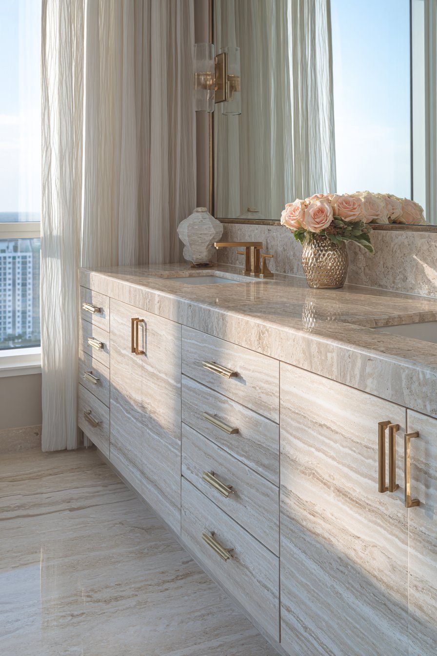 Serene Travertine Double Vanity Luxury