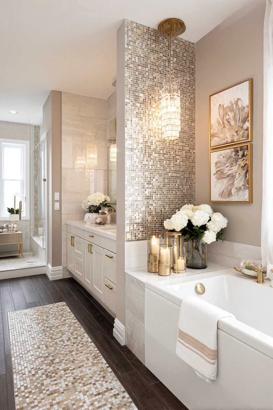 Complete Master Bathroom with Cohesive Warm Neutral Design