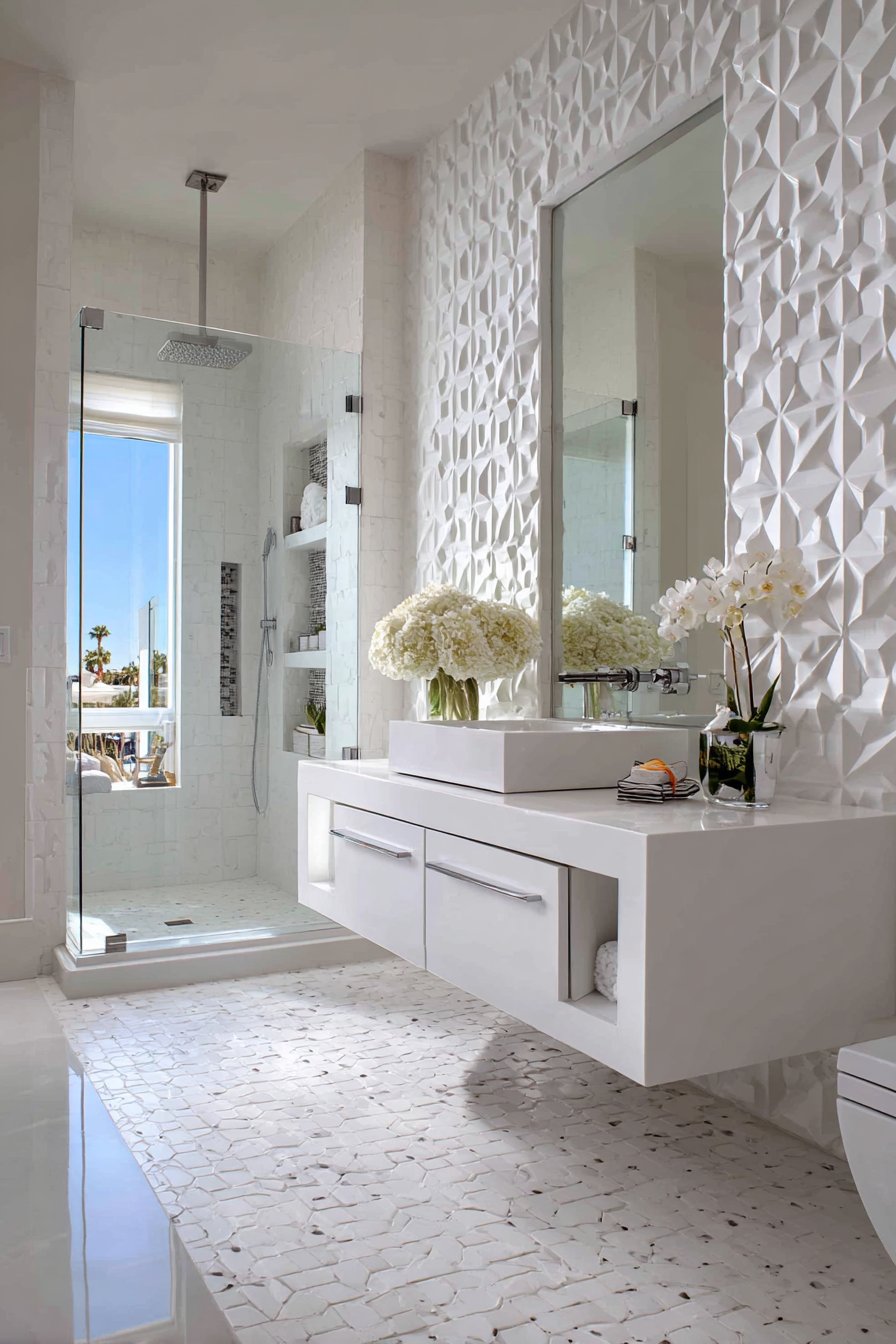 Dimensional Geometric Tiles with Sculptural Quality