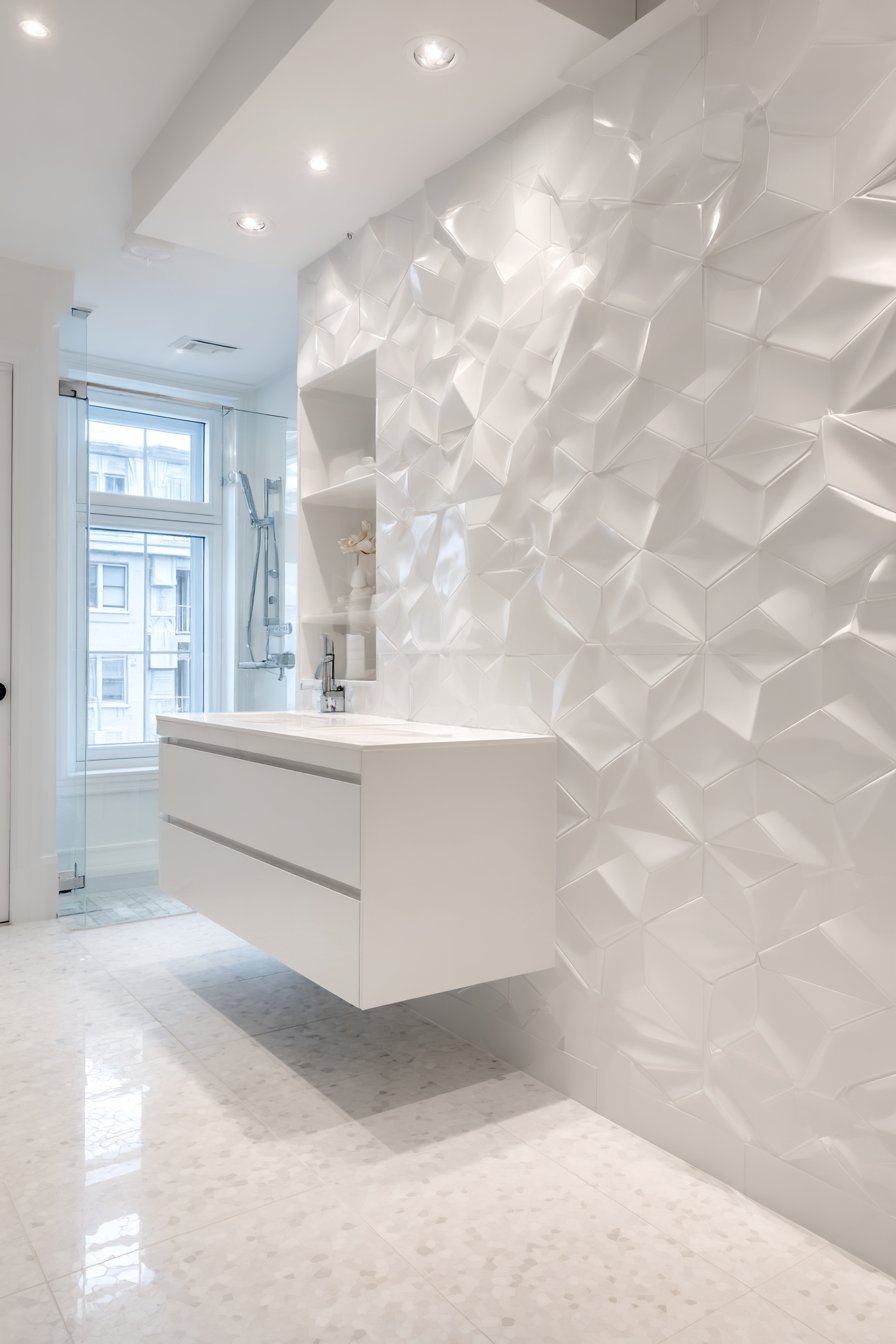 Dimensional Geometric Tiles with Sculptural Quality