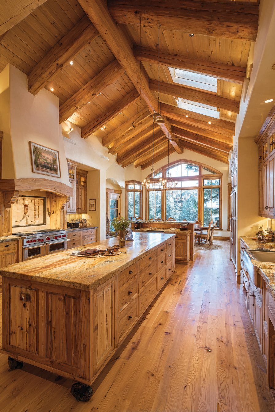 Open-Concept Hickory Kitchen with Rustic Functionality
