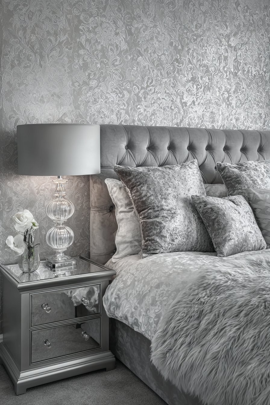 Sophisticated Monochromatic Grey Master Bedroom