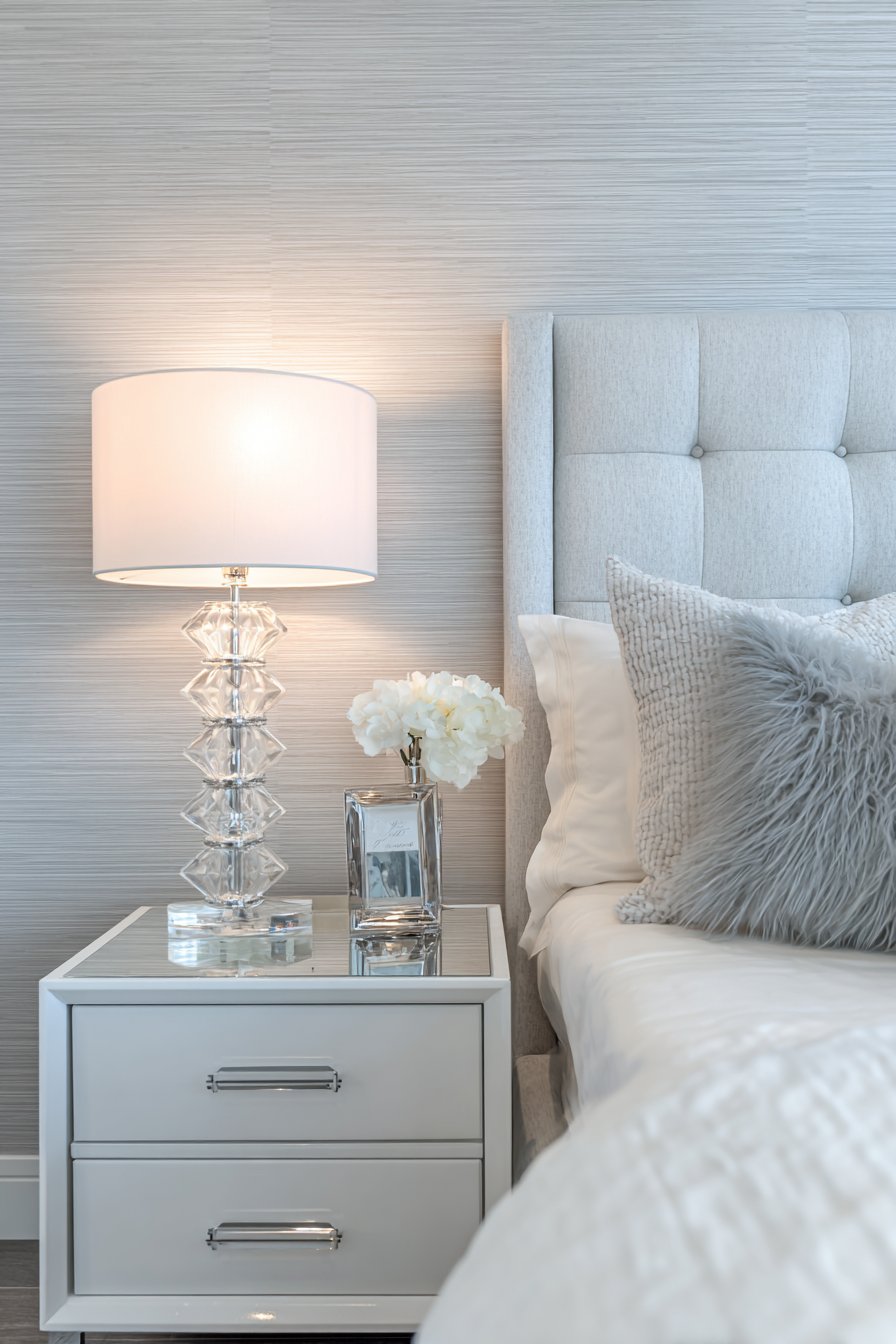 Sophisticated Monochromatic Grey Master Bedroom