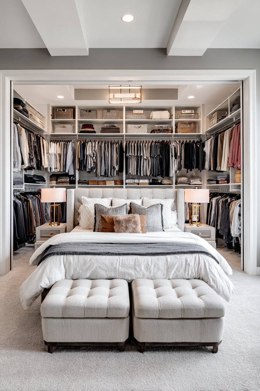 Transitional Bedroom with Dual Closet Access