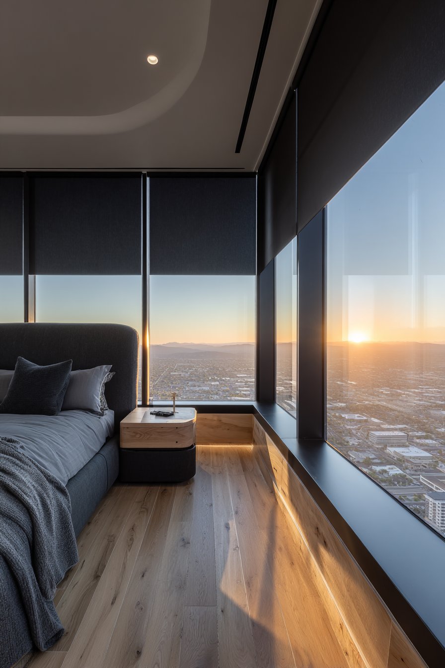 Sleek Master Bedroom with Floor-to-Ceiling Windows