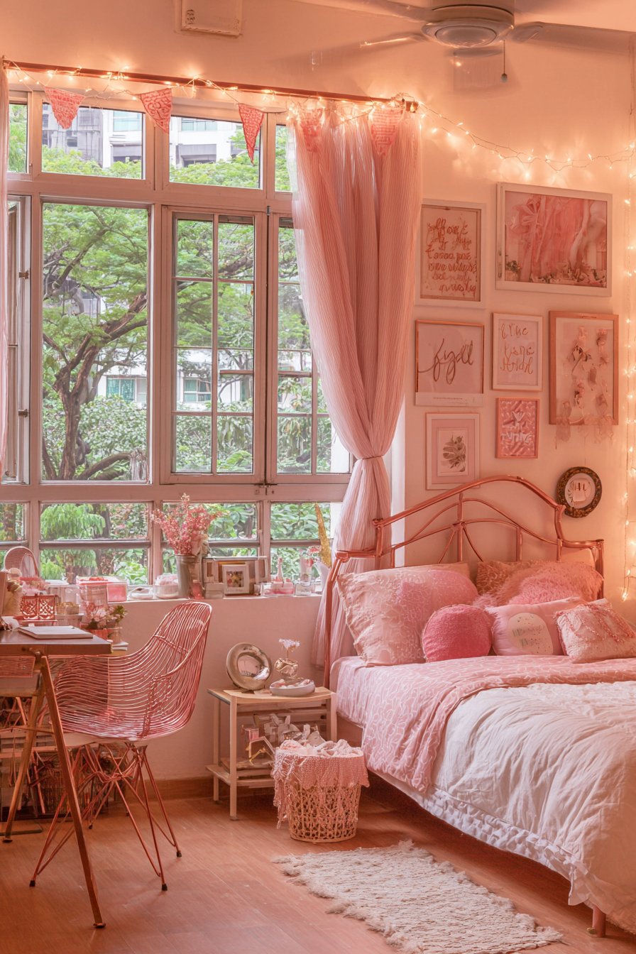 Teen Bedroom Sophistication with Youthful Rose Gold Energy