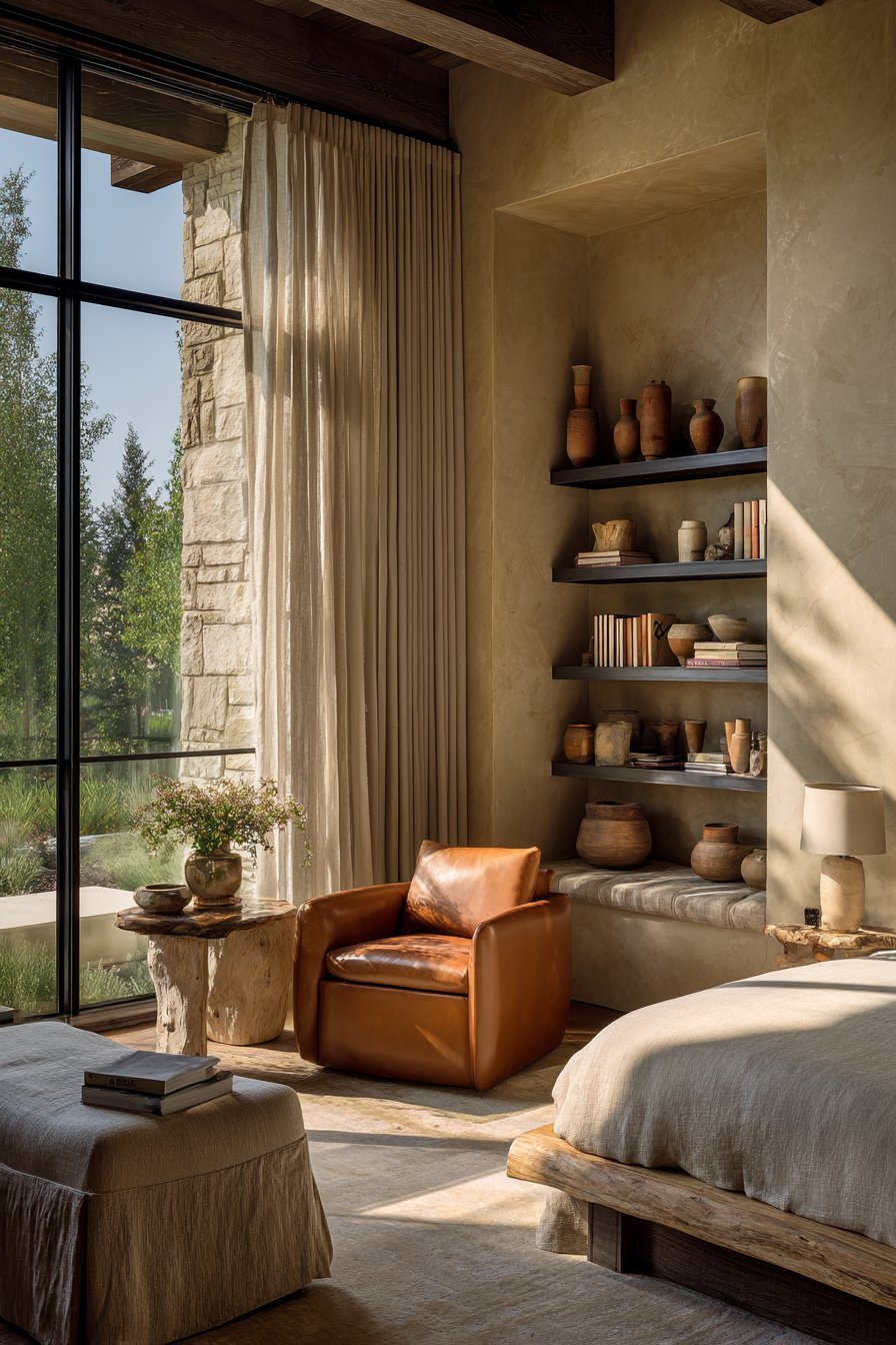 Cognac Leather Reading Nook