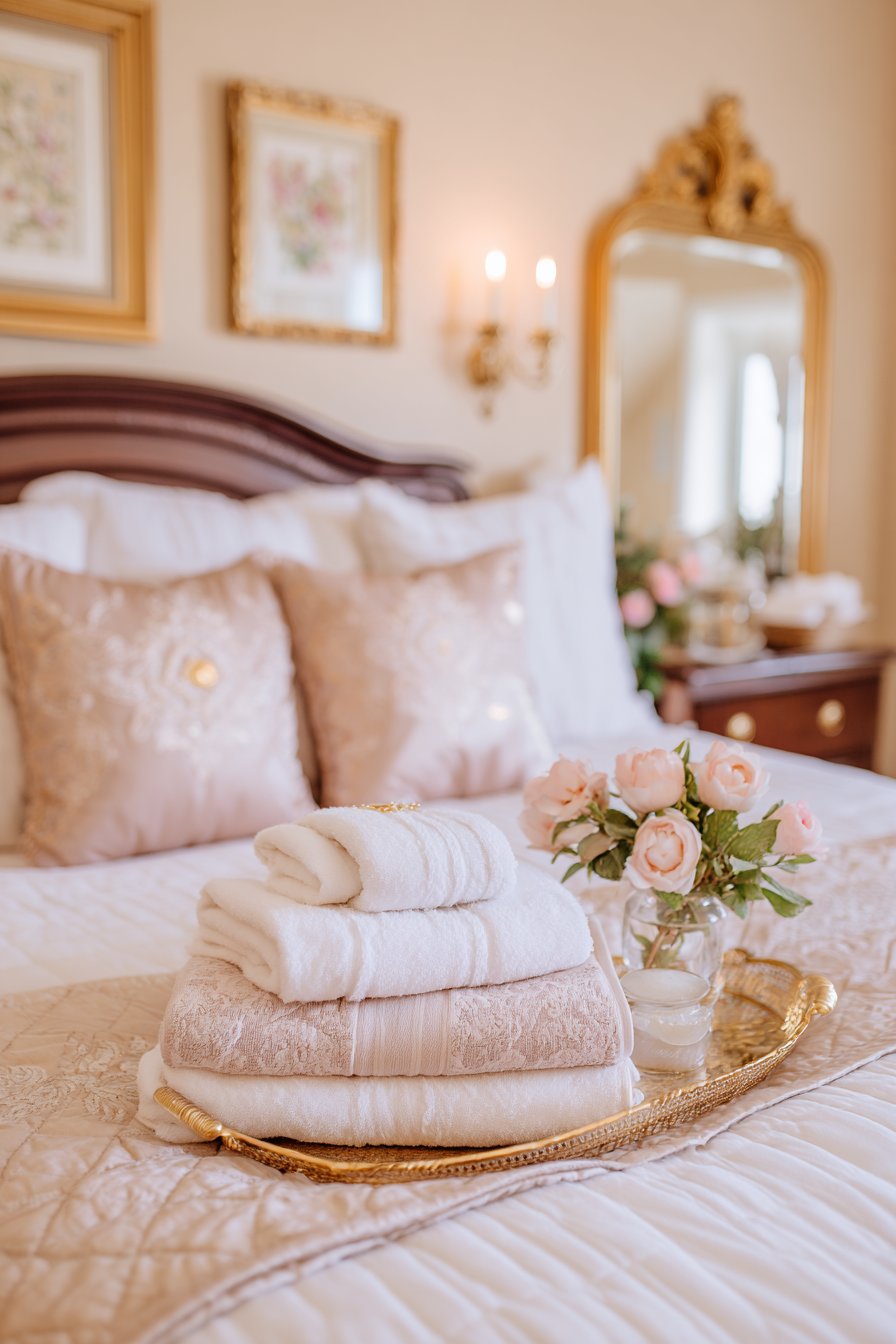 Guest Bedroom Hospitality with Rose Gold Welcome Elements