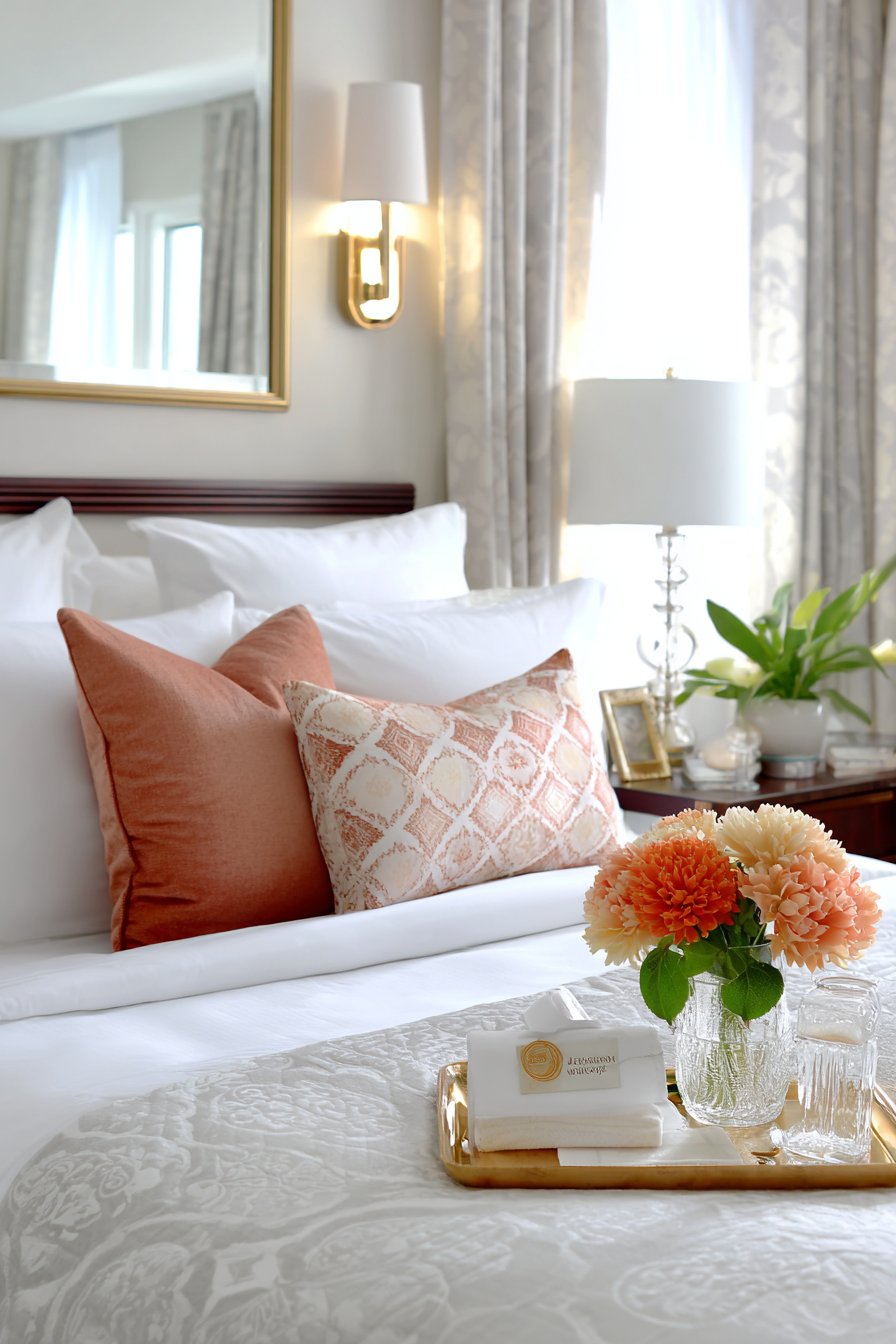 Guest Bedroom Hospitality with Rose Gold Welcome Elements