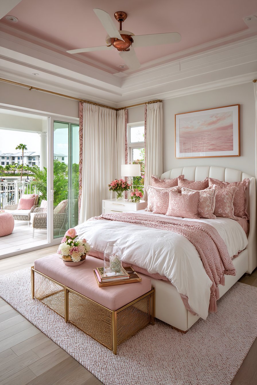 Architectural Integration with Rose Gold Ceiling Details