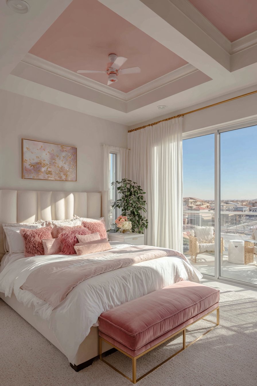 Architectural Integration with Rose Gold Ceiling Details