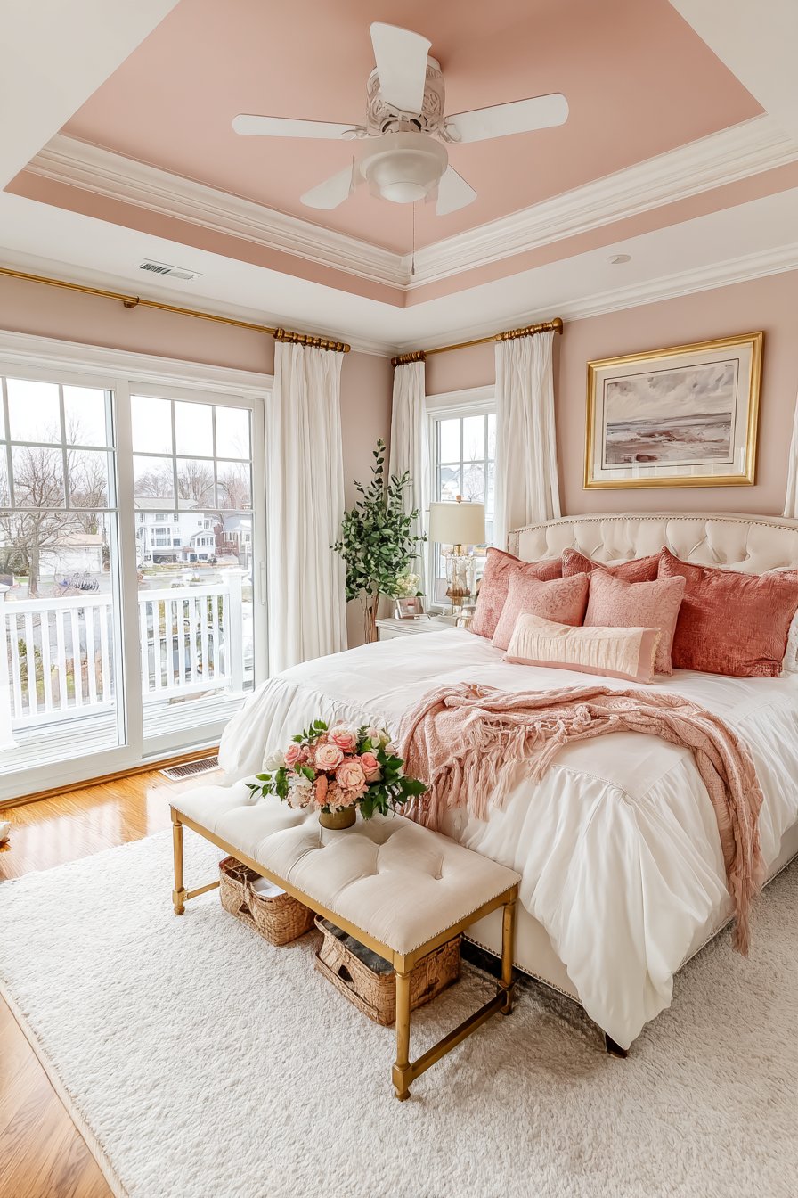 Architectural Integration with Rose Gold Ceiling Details