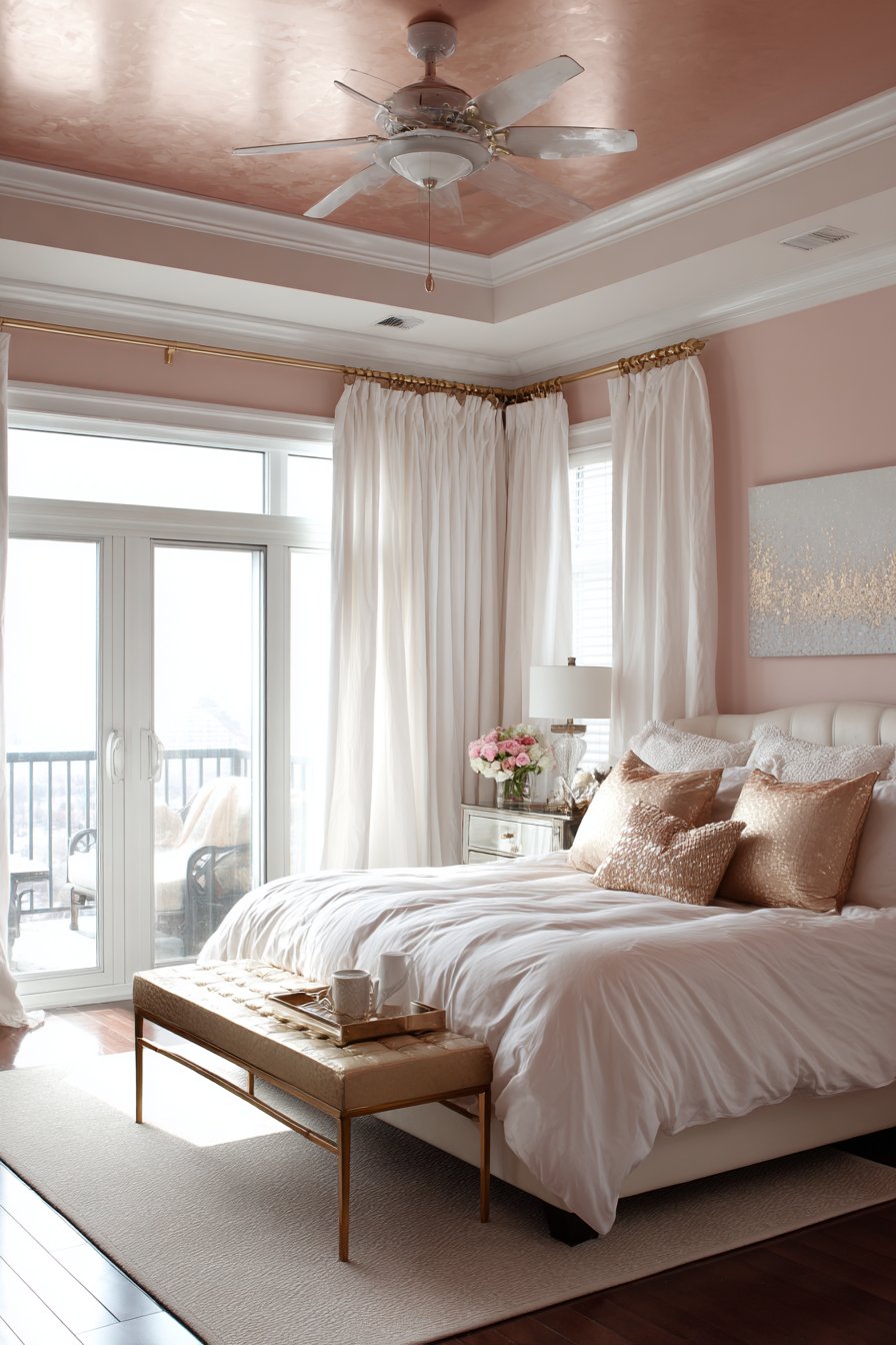 Architectural Integration with Rose Gold Ceiling Details