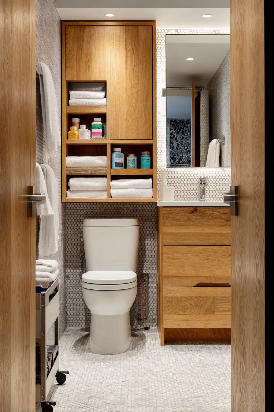 Vertical Storage Solutions with Floating Oak Shelves