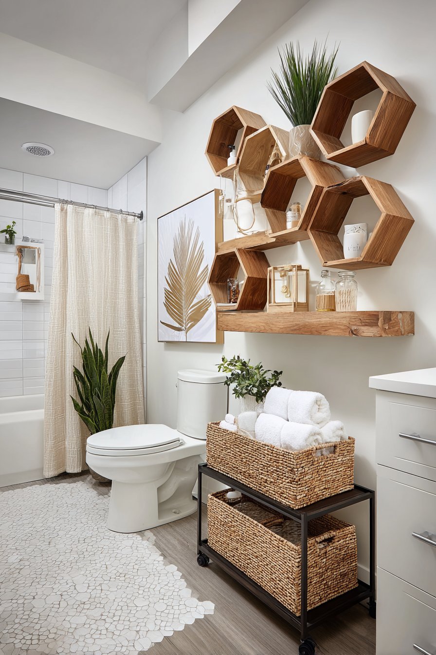 Vertical Storage Solutions with Floating Oak Shelves