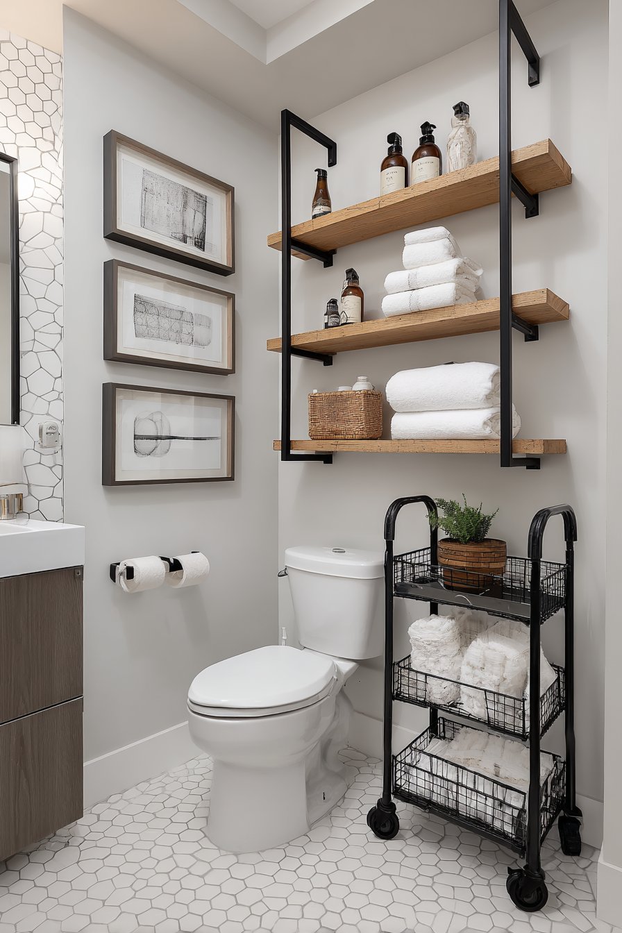 Vertical Storage Solutions with Floating Oak Shelves