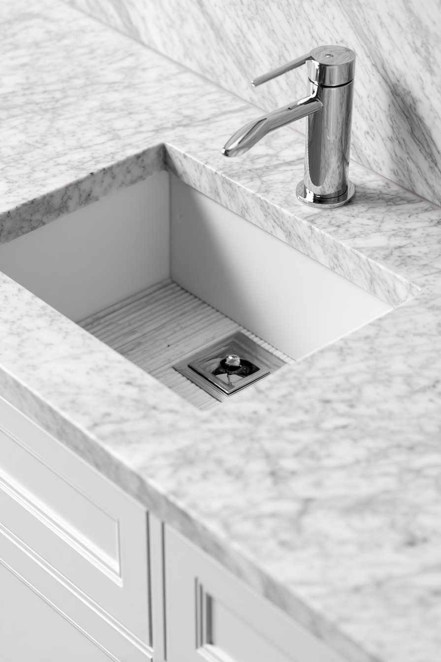 Undermount Sink with Honed Marble Elegance