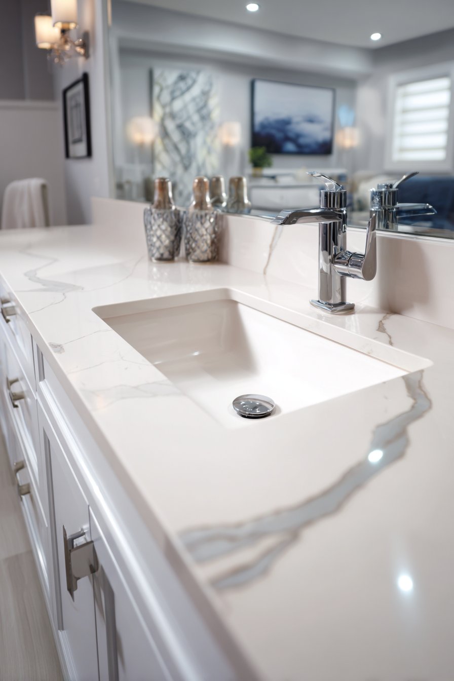 Undermount Sink with Honed Marble Elegance