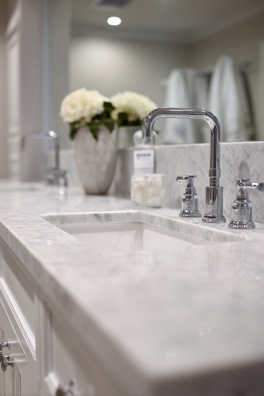 Undermount Sink with Honed Marble Elegance