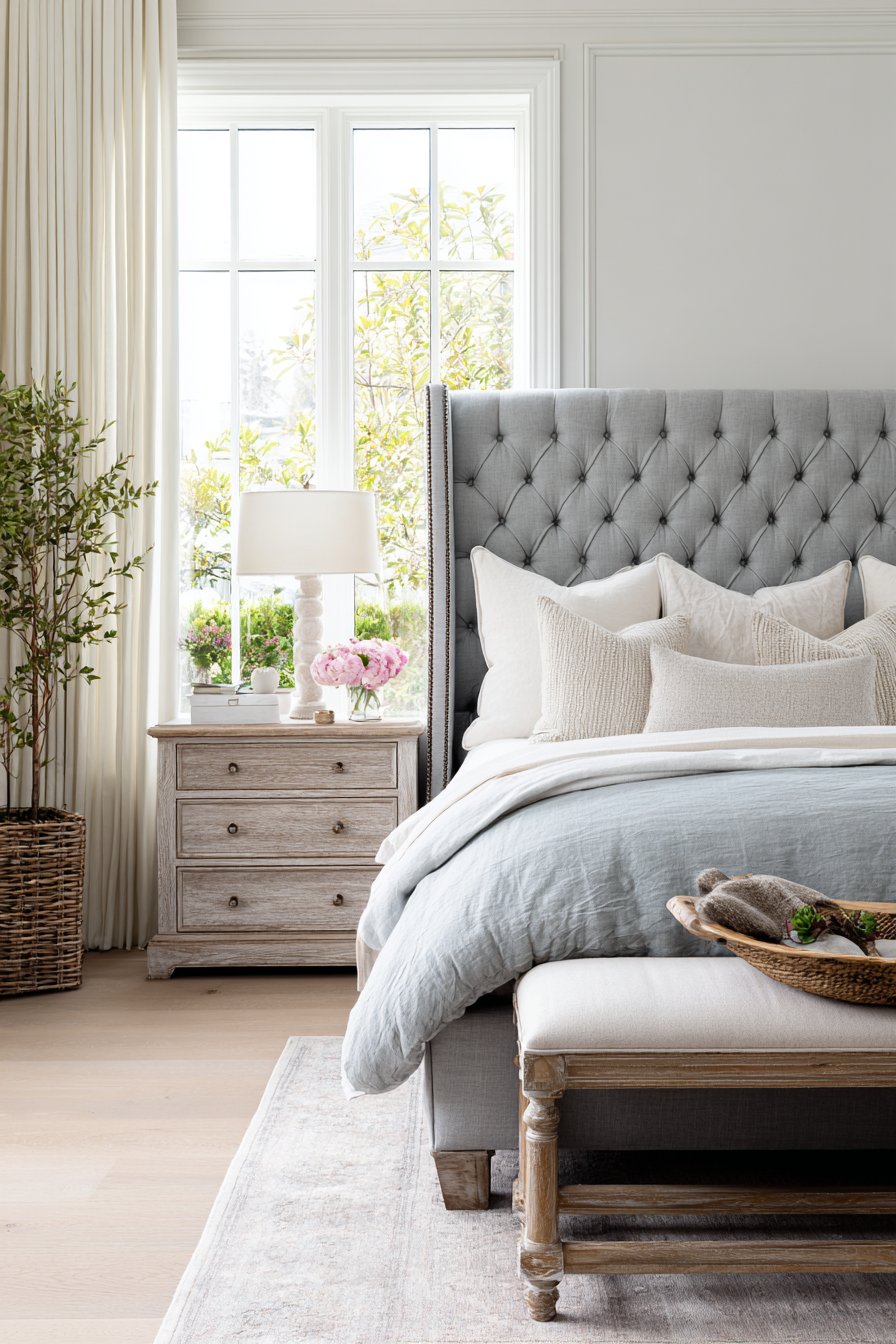 Classic Tufted Elegance with Traditional Nightstands