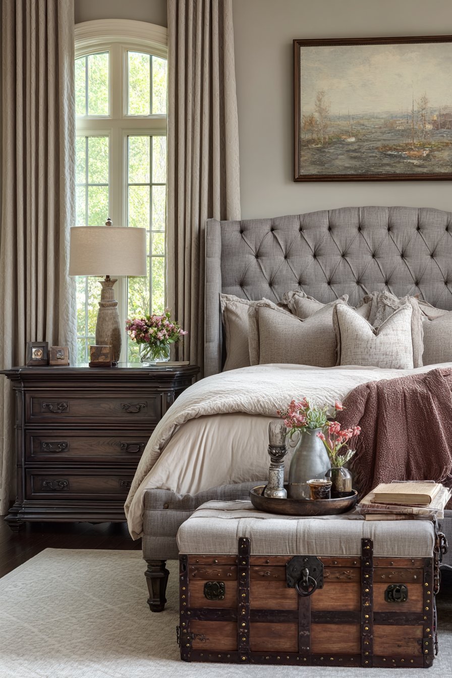 Classic Tufted Elegance with Traditional Nightstands