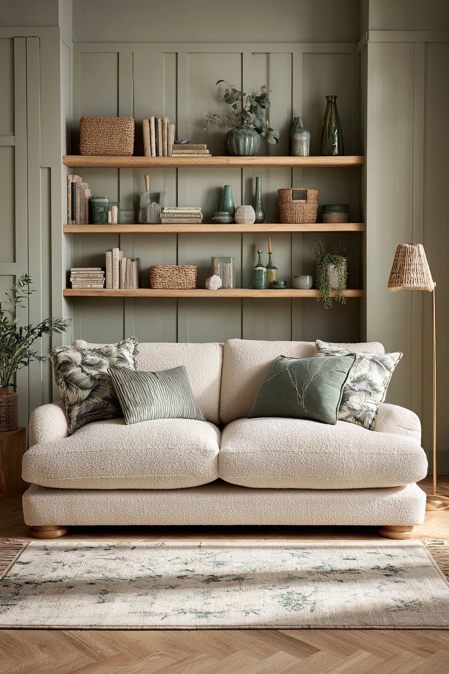 Textured Elegance with Sage Green Feature Wall