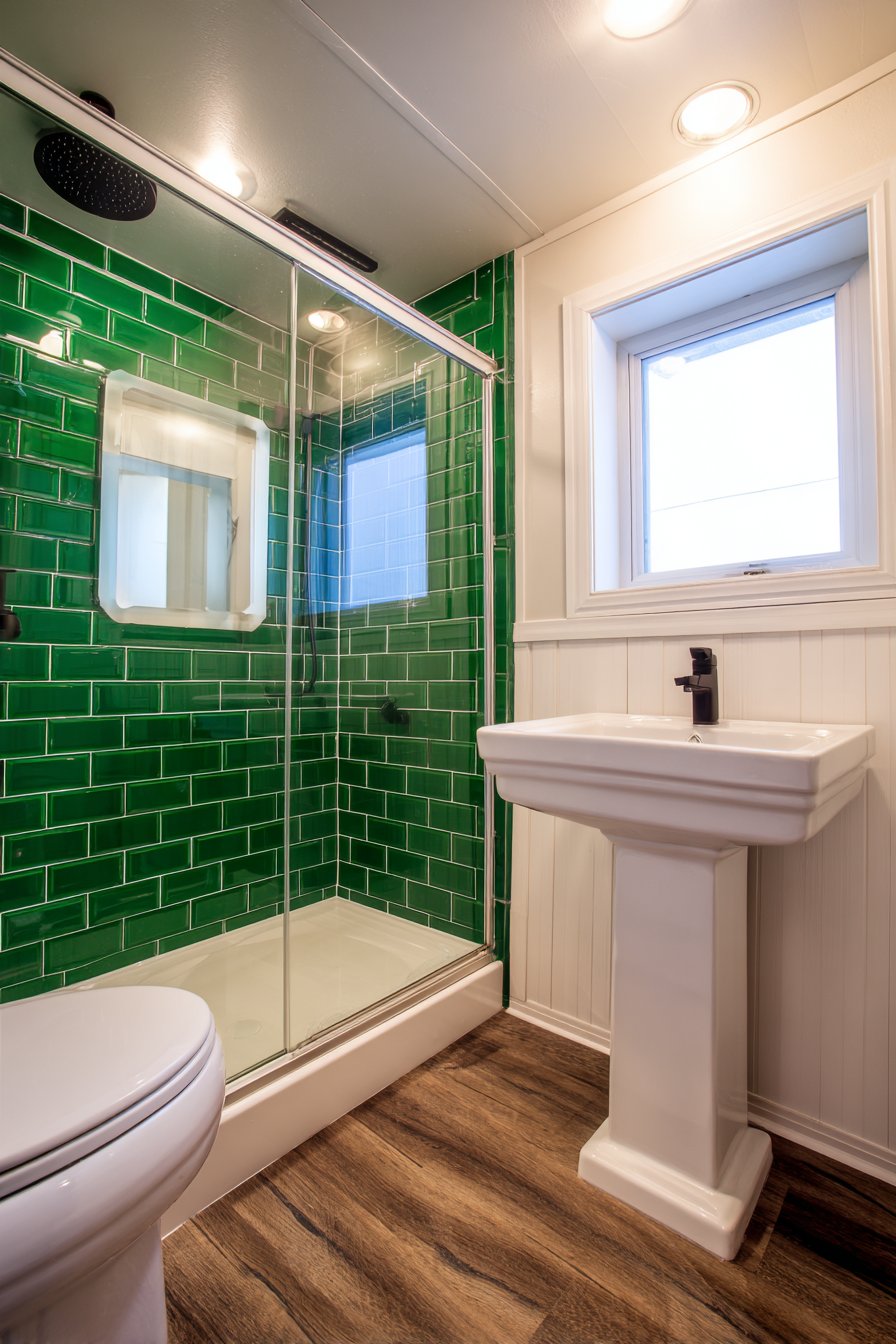 Contemporary Drama with Floor-to-Ceiling Emerald Tiles