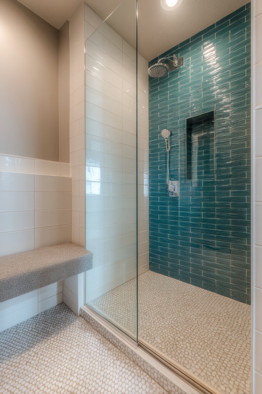 Sage Serenity in a Walk-In Shower Retreat