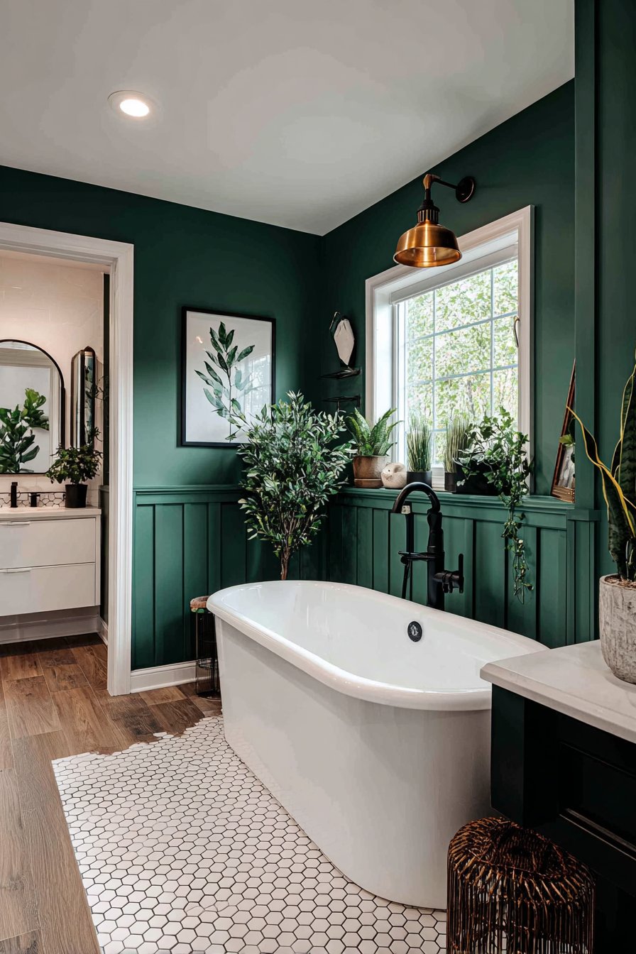 Modern Emerald Hexagonal Floor Statement