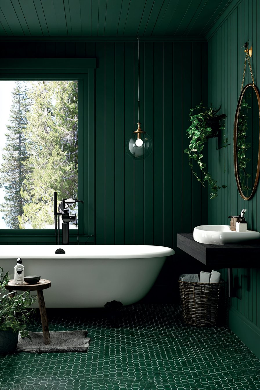 Modern Emerald Hexagonal Floor Statement