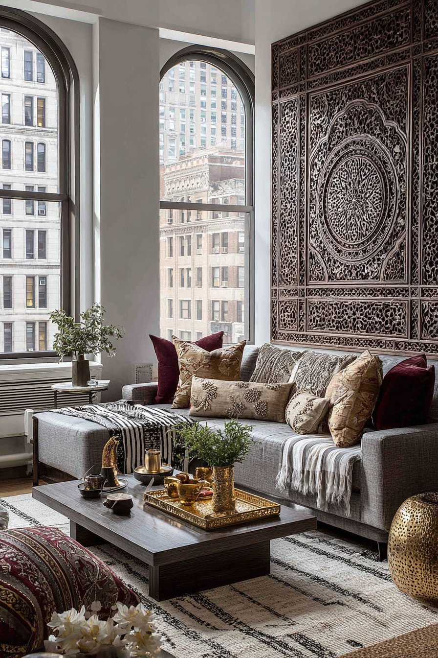 Contemporary Arabic Living Room with Jewel-Toned Luxury