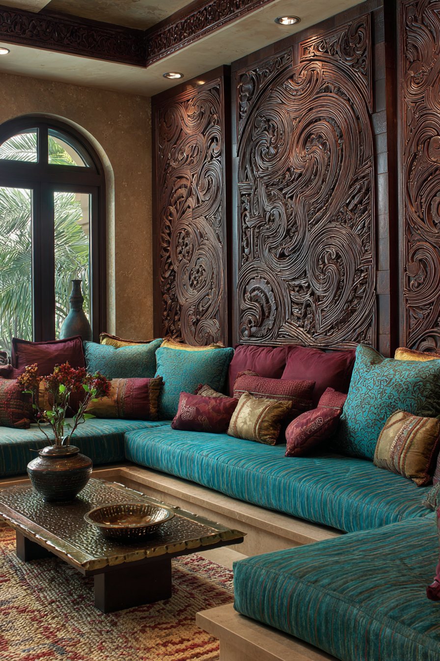 Contemporary Arabic Living Room with Jewel-Toned Luxury